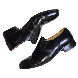 Hitchcock Wide Shoes for Men Black Leather Slip On Loafers Dress Shoes Size 6E